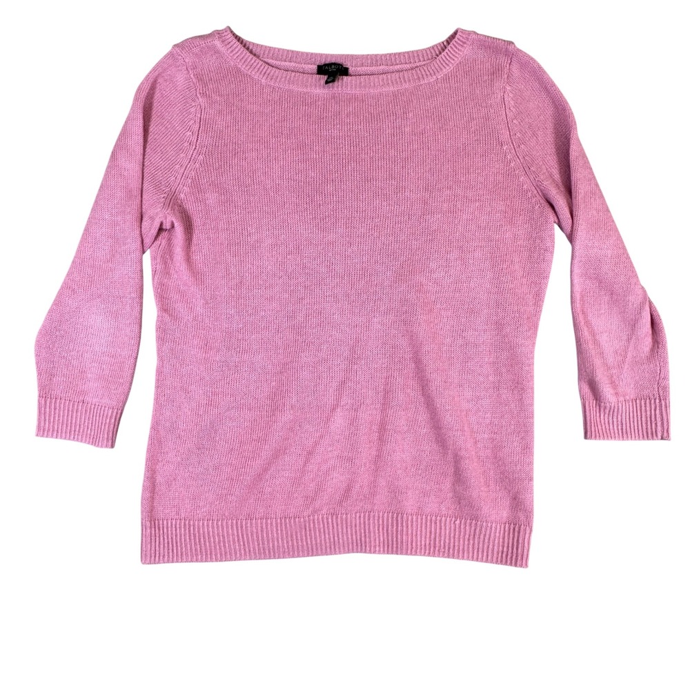 Talbots Petites Pink 100% Linen Knit Boat Neck 3/4 Sleeve Sweater MP